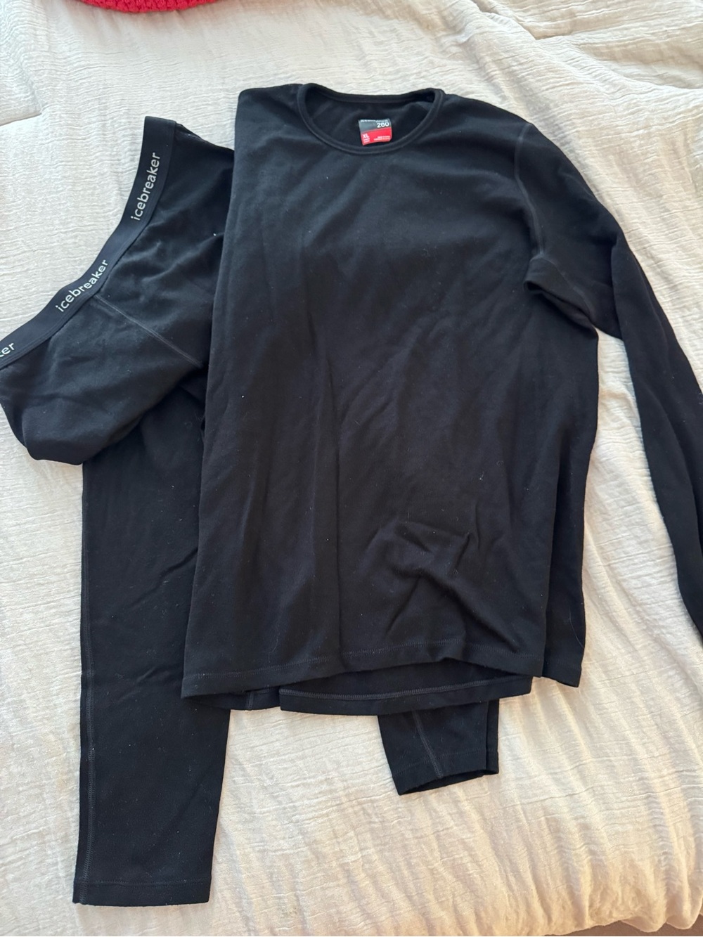 Black Long-Sleeve Merino 260 Icebreaker XL Teche Thermal Top & Bottoms Pants